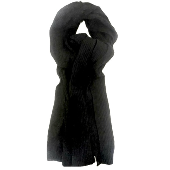 Portolano Ribbed Black Cashmere Scarf - Picture 5 of 13